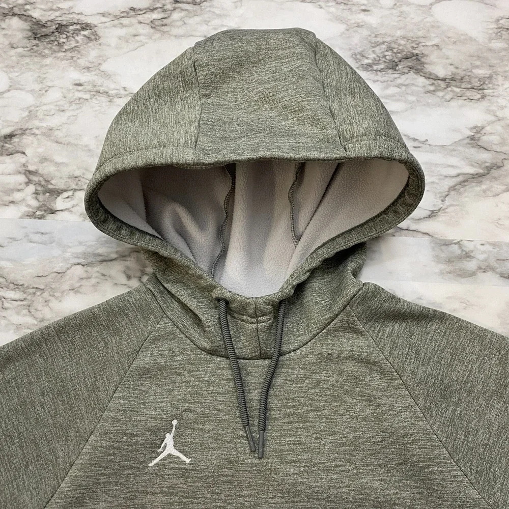 NIKE AIR JORDAN Alpha Therma Mens Sweatshirt S Gray Pullover Hoodie AR4311-091